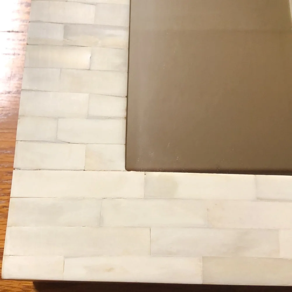 Square Wood and Faux Bone Mirror - Threshold 12” x 12”